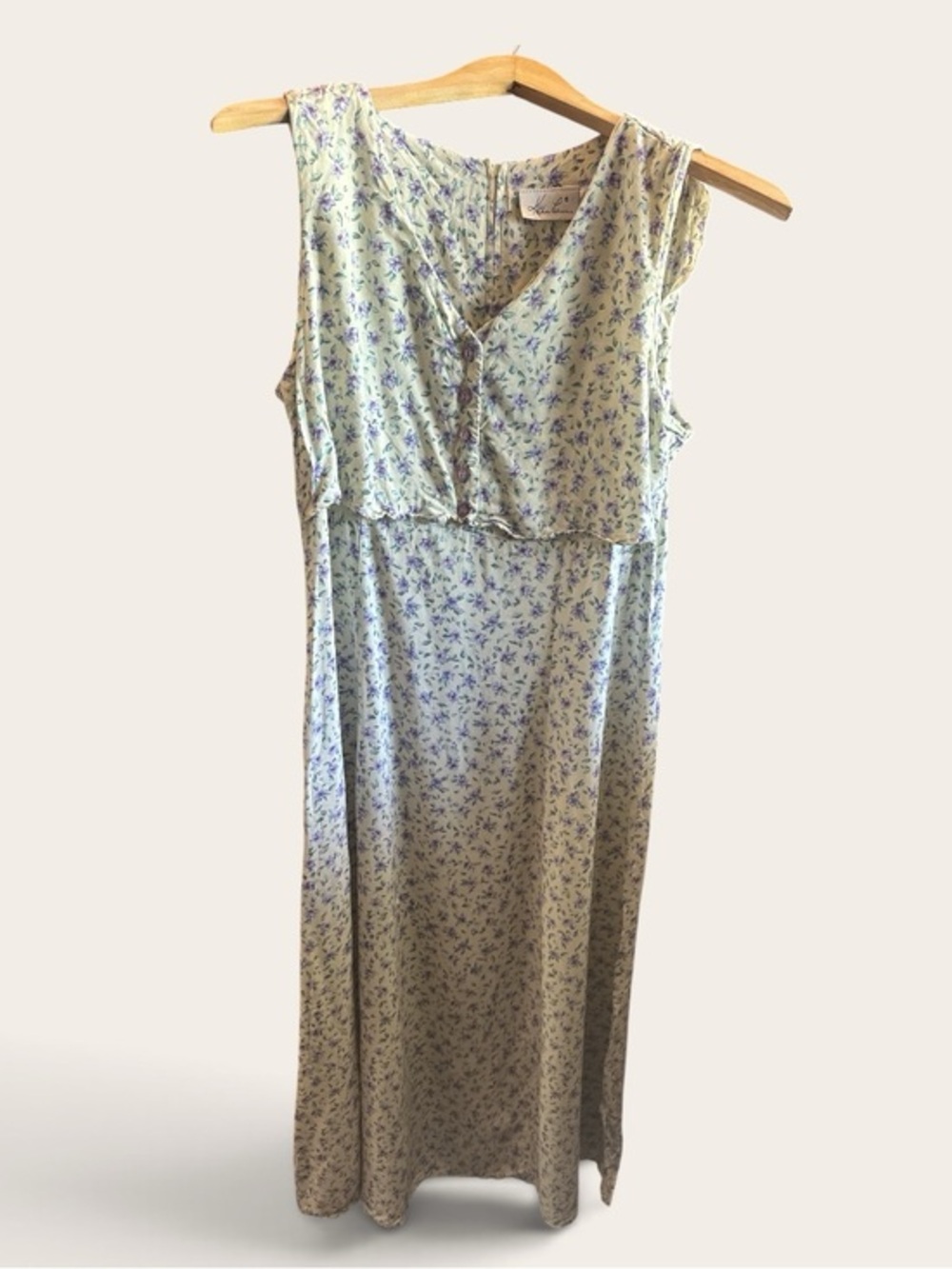 Vintage 90s Kathie Lee Sleeveless Light Floral Button Maxi Sundress Cottage-core